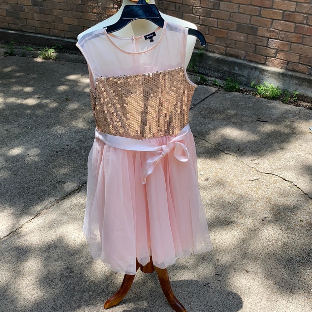 Pink Rose Gold Blush Girl dress with sequence
